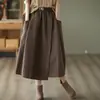 Enviar saia midi evasê retrô com cinto cintura elástica feminina afinar temperamento saia de meio