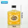Botella de Vino de Frutas de Vidrio Diamante, Botella Creativa para Bebidas de Jugo, Botella para Café Cold Brew, Botella Pequeña de Vino Casero, Botella Cuadrada Plana de Vino de Ciruela Verde