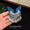 Pasador de Pelo con Borla de Campana de Diamante Azul para Mujer, Accesorio de Pelo Exquisito de Gama Alta, Pinza Lateral, Pasador de Pelo, Pinza BB Lateral de Estilo Antiguo