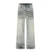 Pantalones largos de pierna ancha rectos holgados de color azul claro lavado vintage de marca de moda transfronteriza para hombre, jeans holgados de caída moderna