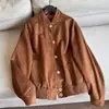 Nuevo estilo 2026, chaqueta bomber casual retro de gamuza, chaqueta corta para mujer, venta al por mayor N6AW8610