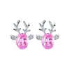 Brincos Estilo Coreano Cristal Gema Galhada Brincos Elegantes Tridimensionais Rena de Natal Brincos Criativos Ins Distintos
