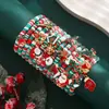 (Pingente Aleatório) Pulseira de Contas de Argila Macia Cruz Europeia e Americana de Natal Conjunto de Contas Sino do Papai Noel Pulseira de Presente