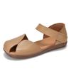 [9,9kg Par, Disponível] Sapatos Romanos de Cano Baixo com Recortes Boca de Peixe em Couro Genuíno Sapatos Vazados com Velcro