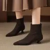 Primer Encuentro Botines Chelsea de Tacón Medio para Mujer Botines de Tacón Fino Ajustados Botas de Otoño/Invierno Botas Cortas Talla Grande 41