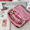 Estojo Lápis Bolo de Cereja Tendência Estilo Coreano Girly Grande Capacidade Bolsa para Lápis Fofa Bolsa de Armazenamento para Material Escolar