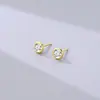 Pendientes de burbuja de diseño ins de nicho estilo coreano, pendientes geométricos minimalistas redondos con textura de circón de plata de ley S925 para mujer