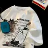 Camiseta Unisex de Manga Corta con Estampado de Gatos, Nueva para Verano 2026 Estilo Hong Kong, Top Delgado Casual Versátil, Manga Corta para Parejas