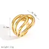 Anillo geométrico hueco de acero de titanio europeo y americano transfronterizo, moda femenina, temperamento, sentido de alta gama, anillo de acero inoxidable dorado y plateado