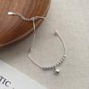 Pulseira de prata esterlina S925 com contas redondas brilhantes e simples, bracelete de amor com design de nicho feminino, pulseira elegante e versátil