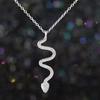 Collar de plata de ley s925 al por mayor, collar de diamantes con forma de serpiente espiritual, joyería de plata de ley de moda coreana