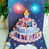 Novo Produto Quente de Vendas Transfronteiriças em Toda a Internet: Cartão de Aniversário 3D com Luz e Música Soprando Gás, Bolo 3D Atacado Design Criativo