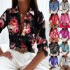 2023 Comércio Exterior Europeu e Americano Jaqueta Feminina Transfronteiriça Primavera e Outono Estação Independente Amazon Camisa de Manga Longa Camisa Impressa Feminina