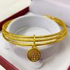 Pulsera vietnamita Shajin III de latón chapado en oro, anillo simple de tres capas, pulsera elegante y sencilla
