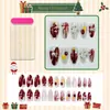 Navidad Europea y Americana Más Vendidos Ojo de Gato Nudo Navideño Perla Estrella Uñas Portátiles 24 Piezas Uñas Postizas Terminadas Venta al Por Mayor Transfronteriza