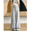 Nuevos Pantalones Grises de Pierna Ancha para Mujer Otoño 2026, Estilo Coreano, Relajados y Casuales, Aptos para Personas Bajas, Pantalones Deportivos Casuales