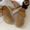 Chinelos Birkenstock Retro de Solado Grosso Fechados Femininos 2026 Outono Novo Aumentadores de Altura Slip-on Pessoa Preguiçosa Mulas Planas para Exterior