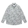 Camisa de Protección Solar Americana para Hombre Otoño 2025 Nueva Diseño Jacquard con Borlas Florales Cepilladas Camisa Chaqueta de Manga Larga