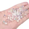 Cuentas de cristal de vidrio, cuentas planas brillantes, cuentas cuadradas, cuentas de melocotón, pulsera de cuentas hecha a mano, accesorios de joyería, cuentas sueltas.