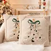 Navidad Nuevo Lazo Funda de Cojín para Árbol de Navidad Proceso de Bordado Acolchado Funda de Cojín Cojín de Felpa Fabricante Venta al por Mayor