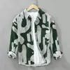 Camisa Masculina de Outono Elegante, Moderna e Artística com Estampa e Manga Longa, Camisa Casual Solta para Jovens com um Visual Estiloso