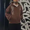 Moletom com Capuz e Zíper Estampa de Letras Punk Dark Retrô Europeu e Americano Moda High Street Moletom Casual