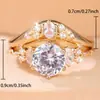 Anillo Bordado Pesado Transfronterizo con Zirconias Múltiples tipo Estrella, Racimo Irregular de Diamantes Redondos Incrustados, Banda Ancha, Joyería Elegante y Versátil