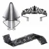 Corona de Novia Fantasma de Halloween Set de Velos con Correa para el Hombro bride or die Decoración para Fiesta de Boda Negra