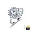 Anillo de moissanita de plata S925, hecho a mano con detalles florales, certificado por GRA, anillo de boda transfronterizo más vendido