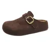 Sapatos estilo Birkenstock de sola grossa, que aumentam a altura, coleção primavera/outono 2026, sem cadarço, casuais, bico fechado, estilo meia-sapatilha, para mulheres, adequados para uso ao ar livre.