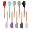 Utensílios de Cozinha Resistentes a Altas Temperaturas com Cabo de Madeira para Uso Doméstico Espátula de Silicone Espátula para Frigideira Antiaderente Colher de Sopa Ferramentas de Confeitaria Conjunto de 12 Peças Atacado