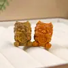 Talla de palo de rosa Bestia Devoradora de Oro de la Suerte Accesorios DIY Pulsera de Juguete Tejida a Mano Accesorios Colgante para Bolsa de Llaves
