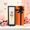 Adorno de Rosa de Cristal para el Día de San Valentín, Caja de Regalo de Metal Bicolor Dorado y Plateado con Rosa Eterna, Artesanía Decorativa de Escritorio