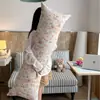 Estilo ins, minimalista, 100% algodón, almohada larga estampada con dibujos animados, diseñada para que las mujeres la usen como almohada para dormir de lado o para abrazar sus piernas mientras duermen