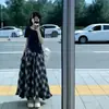 Conjunto de Dos Piezas Verano 2026 Top de un Hombro Manga Corta Falda a Cuadros Adelgazante Forma de Pera Oculta Defectos Traje de Verano Talla Grande