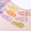 Grampo de Cabelo de Acrílico com Estampa de Nuvem Xadrez Frutas Bico de Pato Estilo Doce para Meninas Clip Lateral Versátil Nova Corrente para Celular