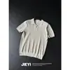 Camisa Polo Tricô Camiseta de Manga Curta Masculina Gola Polo Virada Decote V Listrada Estilo Old Money Negócios Verão Fábrica Atacado Transfronteiriço
