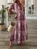 2024 primavera y verano nueva ropa de mujer europea y americana Amazon estación independiente transfronteriza estilo bohemio estampado vestido amplio