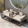 Novo Estilo Chinês Madeira Maciça Velho Olmo Mesa de Chá e Cadeira Combinação Sofá-Cama Tatami Sofá-Cadeira Extensível Cama Arhat Conjunto para Sala de Estar