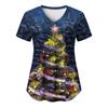 2025 Aliexpress Comercio Exterior Otoño e Invierno Nueva Serie Navideña Camiseta de Manga Corta con Bolsillo y Cuello en V Impresa en 3D Uniforme de Lactancia para Mujer