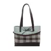 Bolso de Hombro a Cuadros de Diseño de Nicho Gran Capacidad Bolso de Mano de Lunares de Moda Bolso Tote Japonés de Bloques de Color Patchwork para Mujer