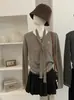 Suéter de Punto Bordado con Rayas Finas, Cuello Redondo, Color Contrastante, Manga Larga, con Cinta Omalaí, Estilo Nuevo Primavera Temprana 2026 para Mujer 6168