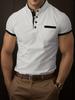 Ins Europeu e Americano Transfronteiriço Verão 2024 Venda Rápida Amazon Camisa Polo Botão Combinando Cor Camisa Polo Esportiva Masculina
