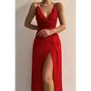 Vestido Amazon 206 Sexy de Alça com Decote V e Fenda, Vestido da Moda Slim Fit, Moda Transfronteiriça Feminina para Exportação Europeia e Americana