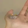 Anillo Vintage de Zirconia con Diamantes Completos para Mujer, Pendientes Retro de Lujo Ligero, Anillo Geométrico Ajustable, Joyería Vintage de Moda Ol