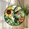 Pendente de Vidro Colorido Cruz Girassol Beija-flor Ornamento de Vidro para Pendurar em Casa Decoração de Janela Jardim Pegador de Sol