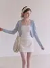 Jaqueta Cardigan de Tricô de Seda de Gelo com Proteção Solar Feminina de Verão Estilo Fino com Vestido Camisola Capa Externa Camisa para Ar Condicionado Xale Top