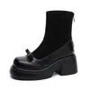 Botines Cortos para Mujer para Otoño e Invierno, Nuevo Estilo 2025, Tacón Grueso, Tacón Alto, Botas Martin de Suela Gruesa, Botas Elásticas Ajustadas, Caña Alta