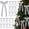 Adorno Navideño de Lazo con Purpurina de 30 cm Adorno Navideño de Lazo Grande Vintage para Decoración de Escaleras y Habitaciones