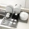 Alfombrilla de Silicona Dos en Uno para Cafetera, Alfombrilla de Secado de Doble Capa para Cocina, Alfombrilla Protectora Multifuncional de Bandeja Separada para Mesa de Comedor
